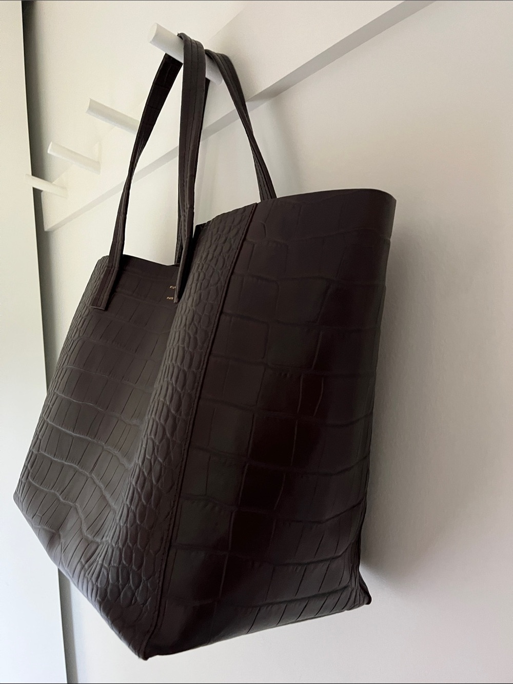 Kurt Geiger Chocolate Brown Croc-Embossed Leather Violet Tote - Picture 5 of 6